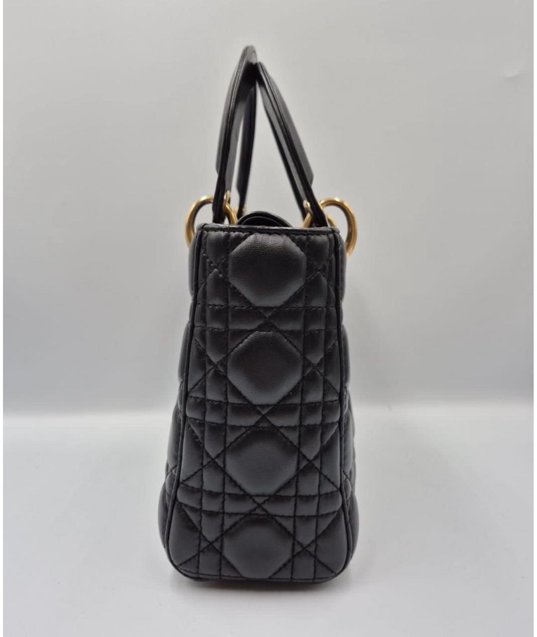 CHRISTIAN DIOR Черная кожаная сумка с короткими ручками, фото 2