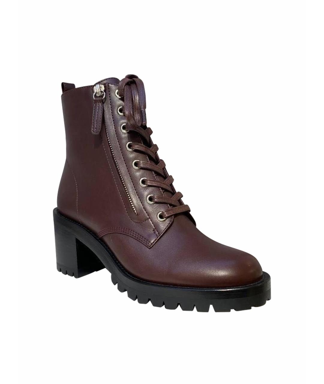 GIANVITO ROSSI Коричневые кожаные ботинки, фото 1