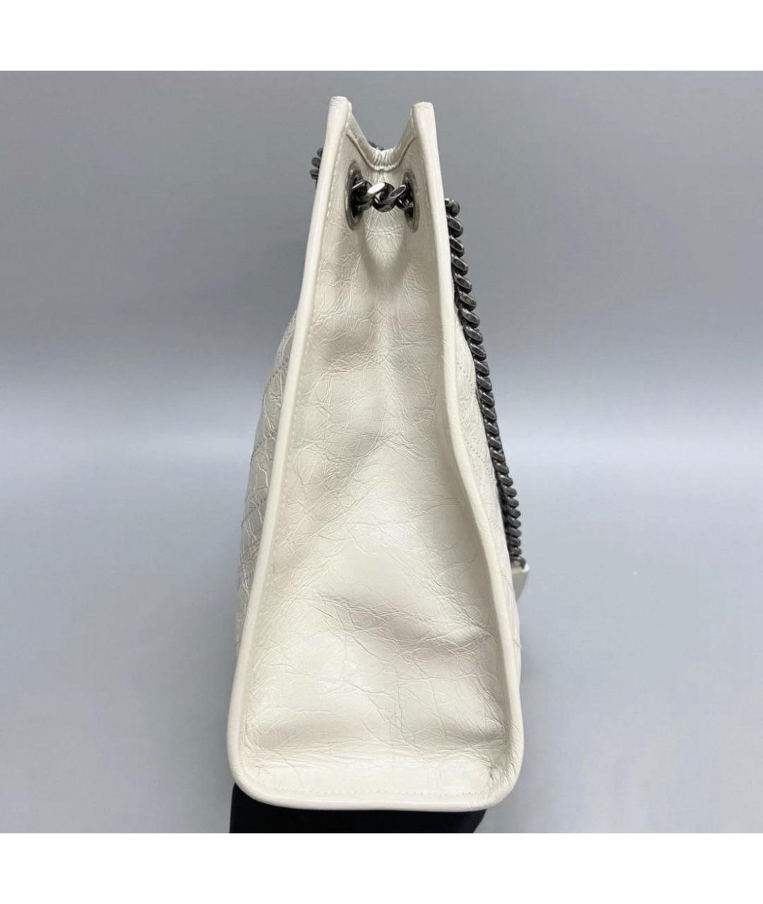 SAINT LAURENT Белая кожаная сумка через плечо, фото 2
