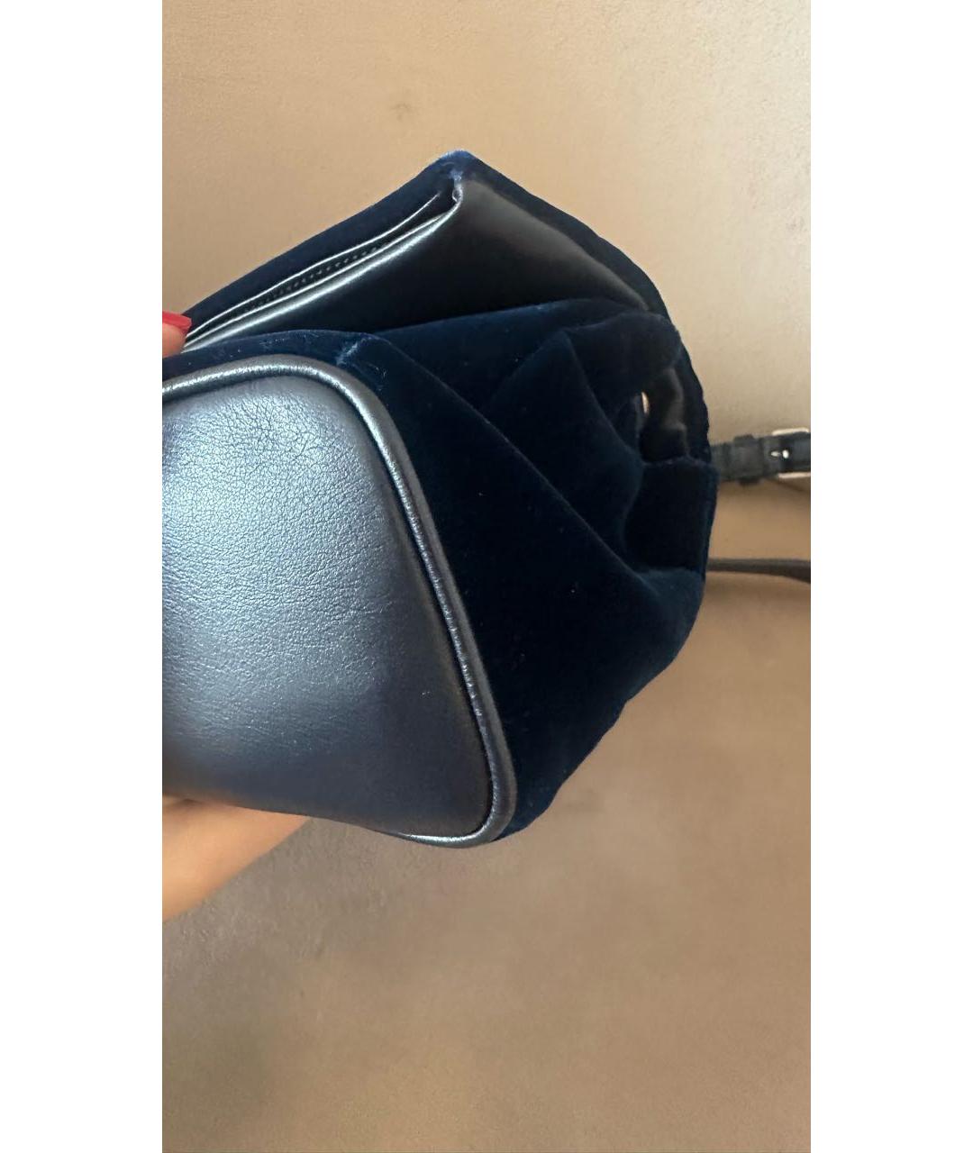 SAINT LAURENT Темно-синяя бархатная сумка через плечо, фото 3