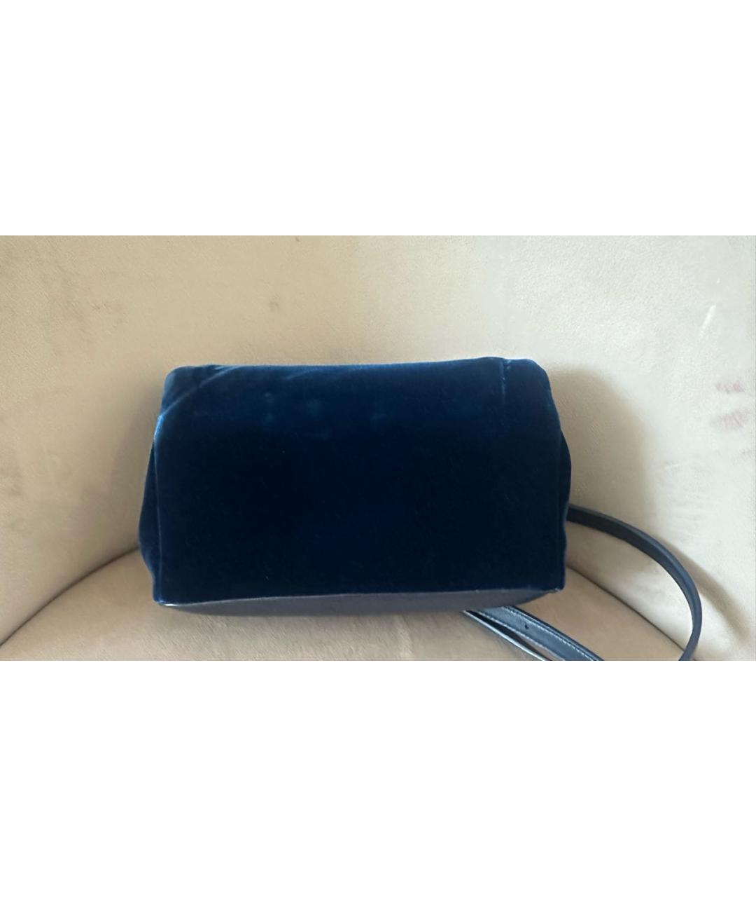 SAINT LAURENT Темно-синяя бархатная сумка через плечо, фото 2