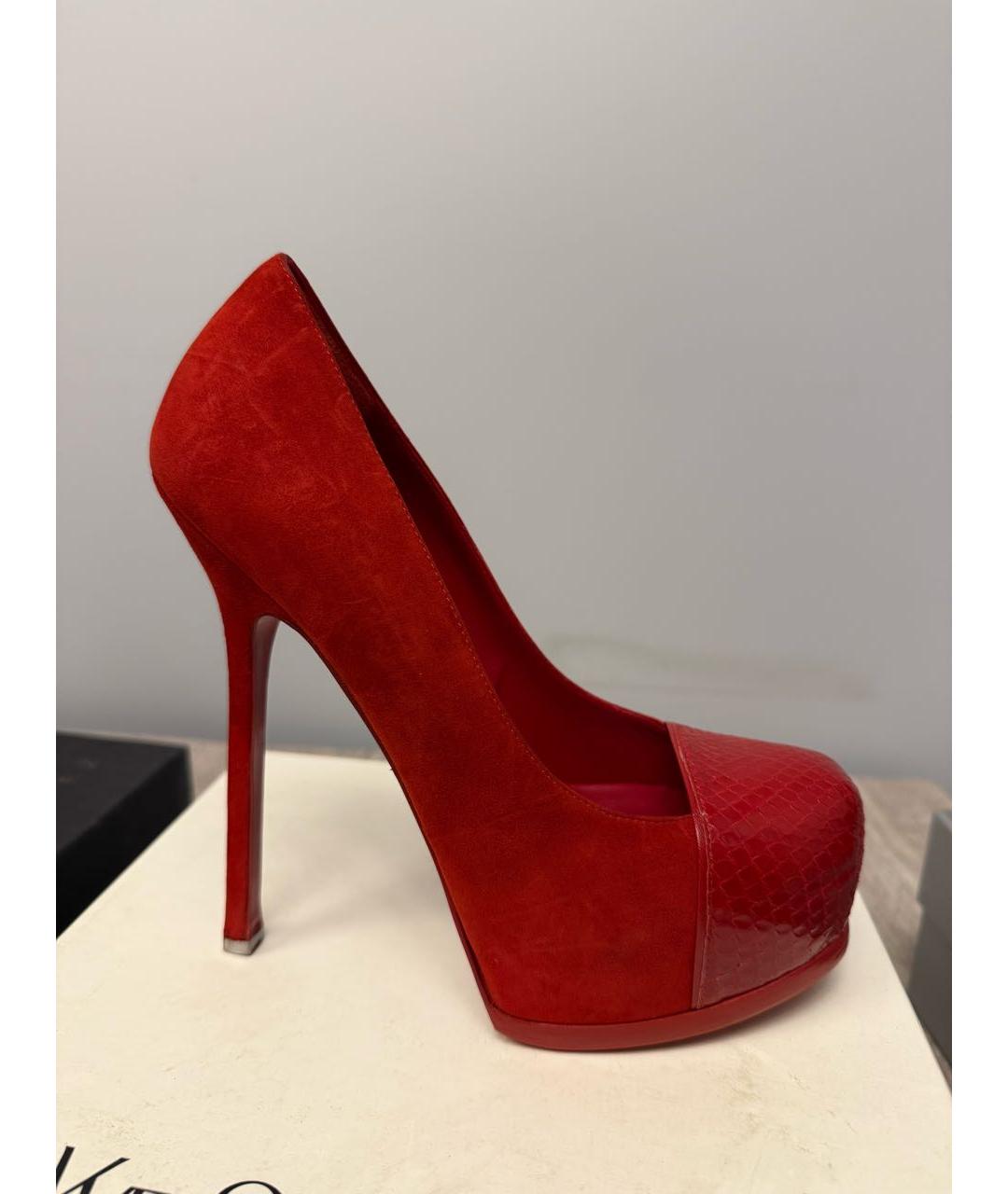 YVES SAINT LAURENT VINTAGE Красные кожаные туфли, фото 5