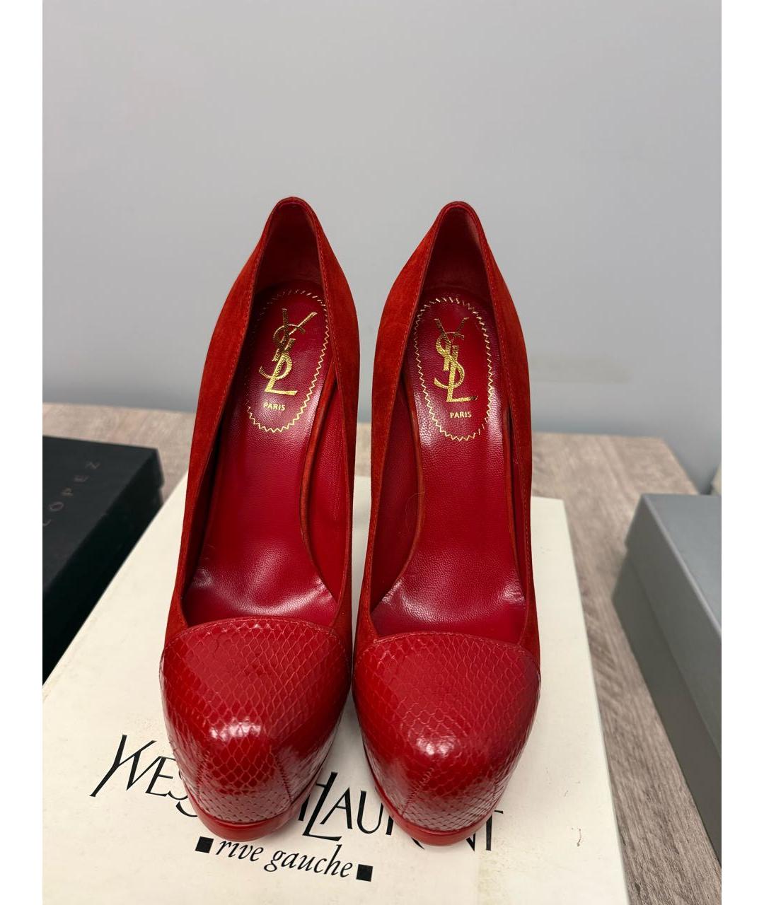 YVES SAINT LAURENT VINTAGE Красные кожаные туфли, фото 2