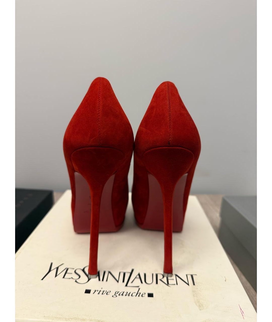 YVES SAINT LAURENT VINTAGE Красные кожаные туфли, фото 4
