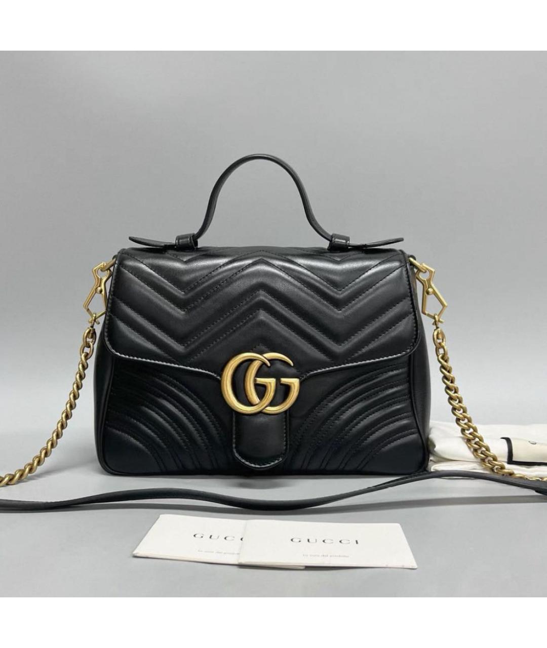 GUCCI Черная кожаная сумка через плечо, фото 2