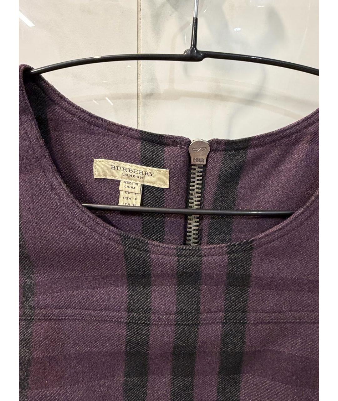 BURBERRY Фиолетовое шерстяное повседневное платье, фото 5