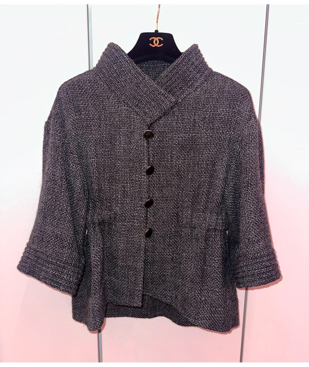 CHANEL Антрацитовый шерстяной кардиган, фото 9