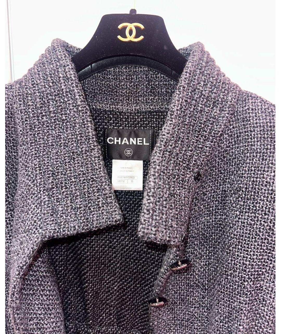 CHANEL Антрацитовый шерстяной кардиган, фото 4