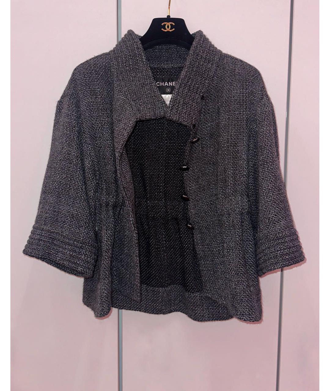 CHANEL Антрацитовый шерстяной кардиган, фото 2