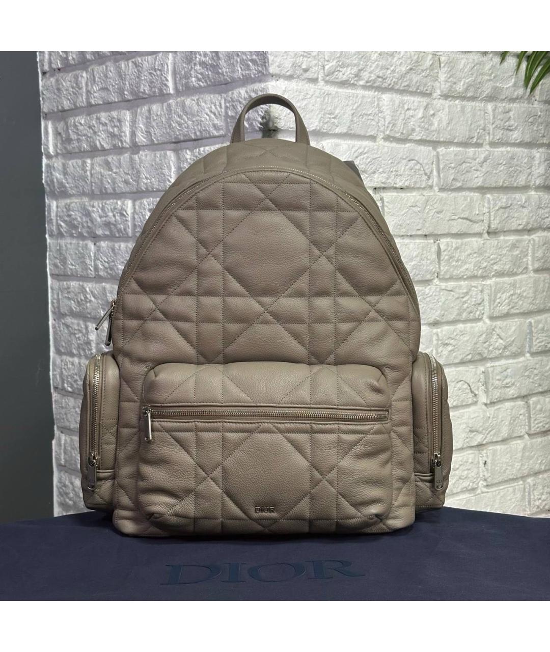 CHRISTIAN DIOR Бежевый кожаный рюкзак, фото 4