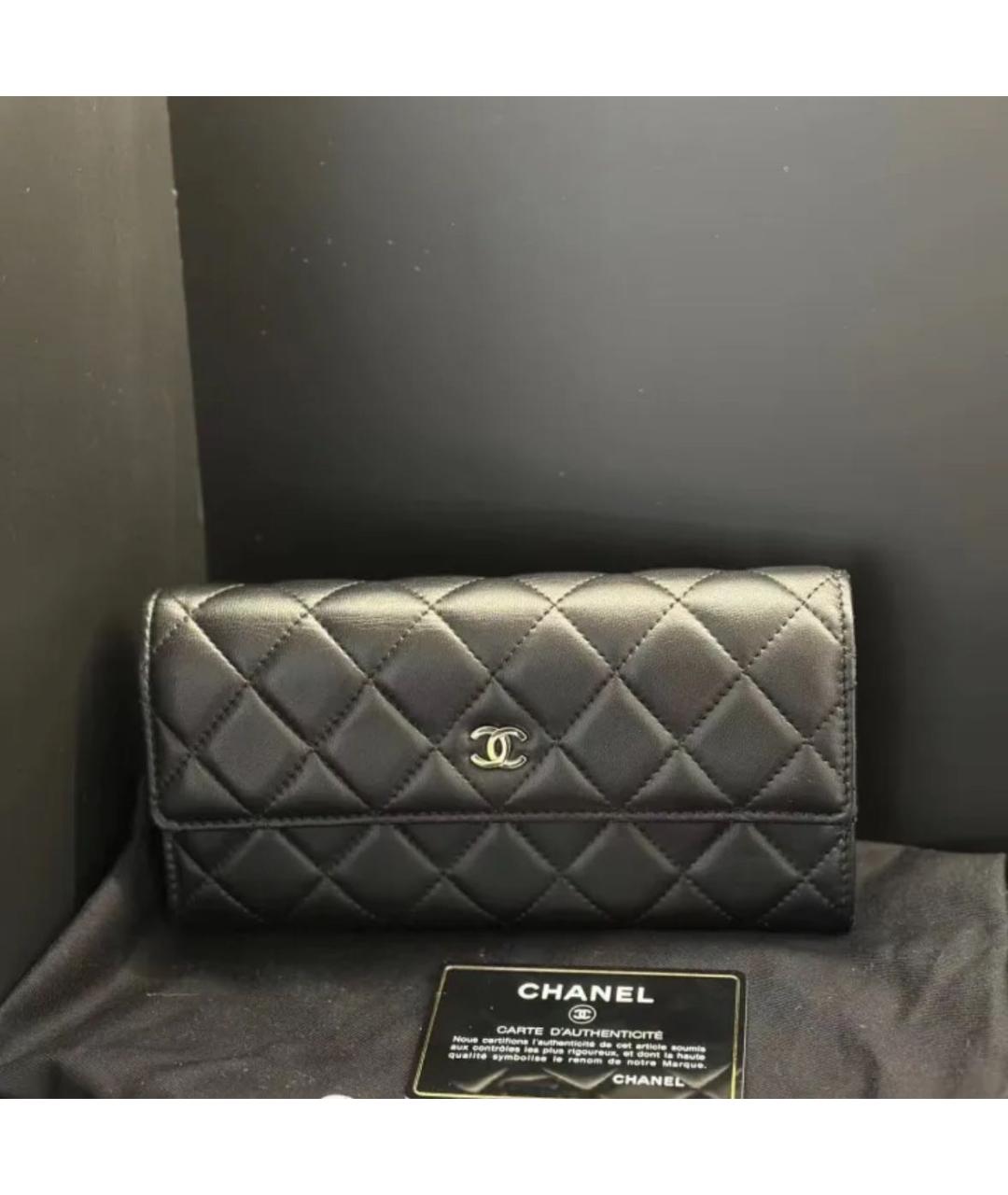 CHANEL Черный кожаный кошелек, фото 2