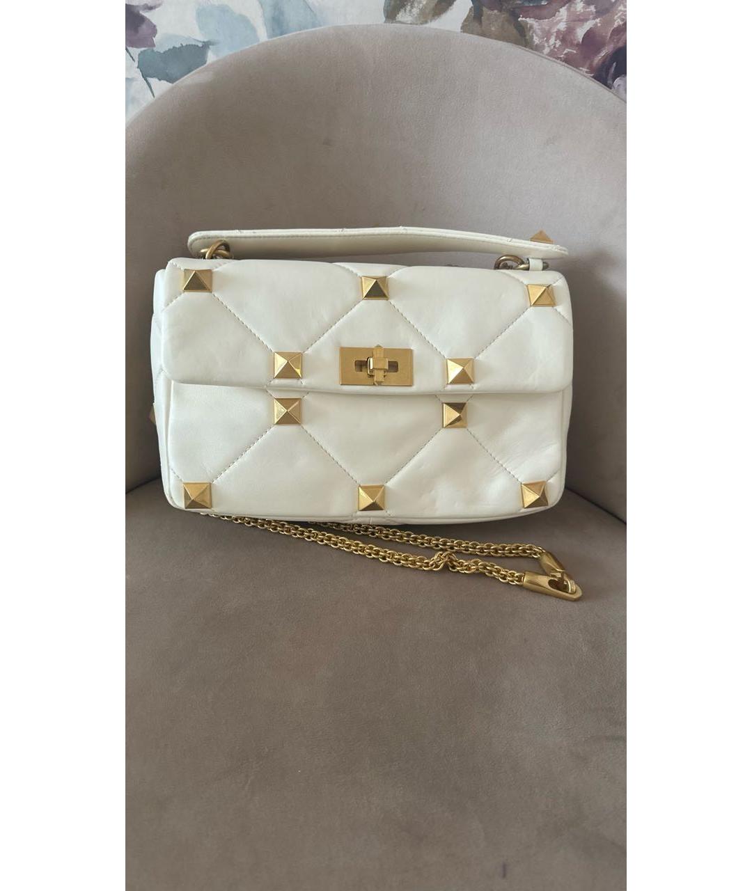 VALENTINO Белая кожаная сумка через плечо, фото 4