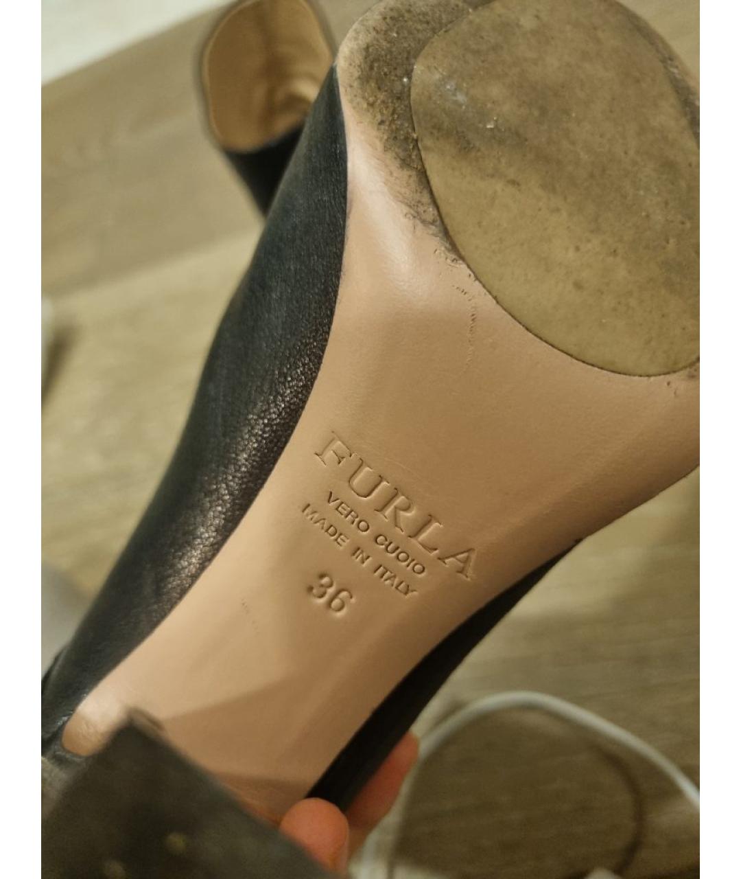 FURLA Черные кожаные ботильоны, фото 5