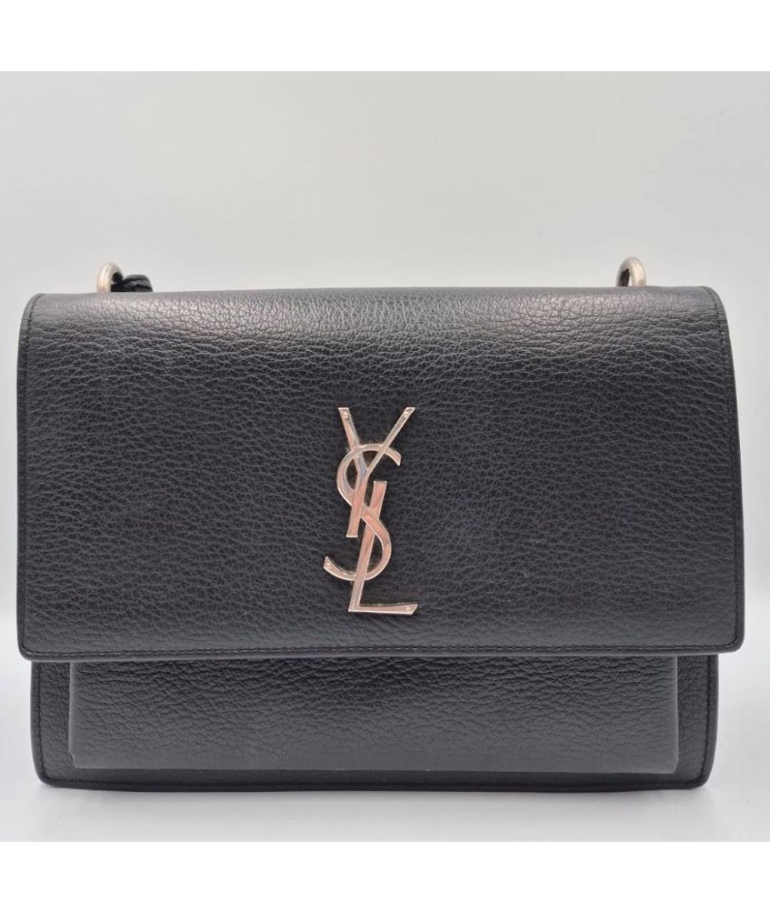 SAINT LAURENT Черная кожаная сумка через плечо, фото 5