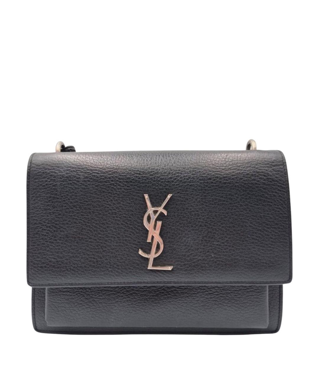 SAINT LAURENT Черная кожаная сумка через плечо, фото 1