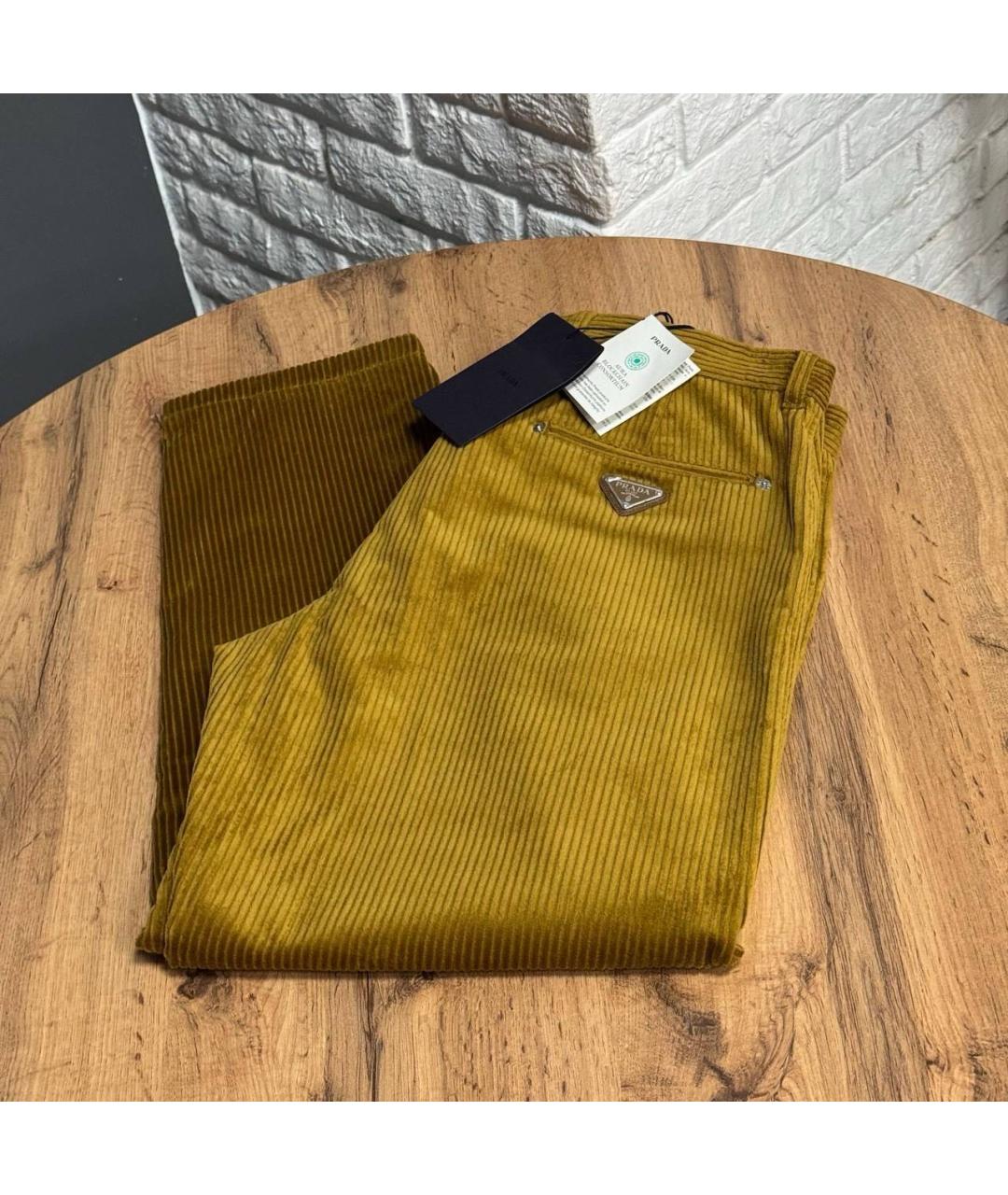 PRADA Горчичные хлопковые брюки чинос, фото 2