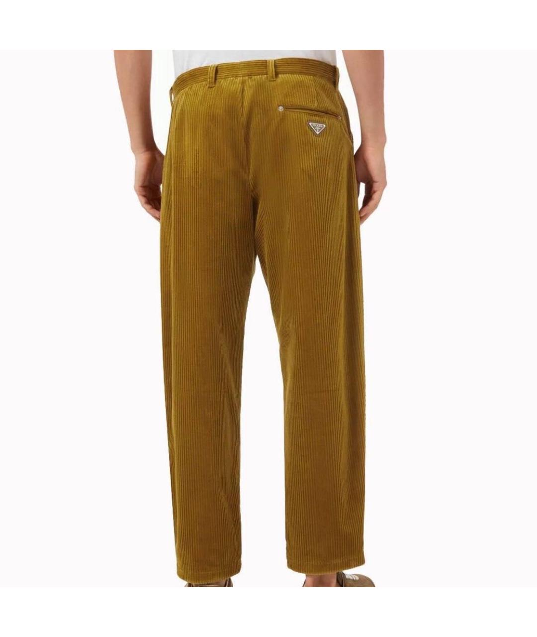 PRADA Горчичные хлопковые брюки чинос, фото 3