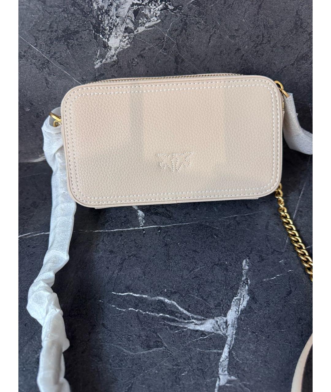 PINKO Бежевая кожаная сумка через плечо, фото 3