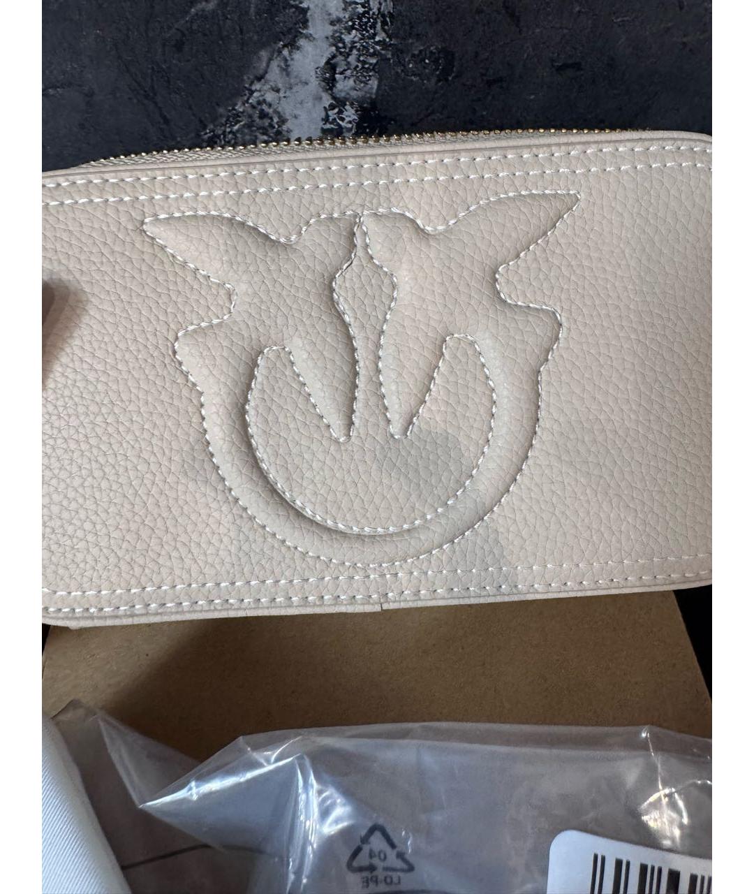 PINKO Бежевая кожаная сумка через плечо, фото 5