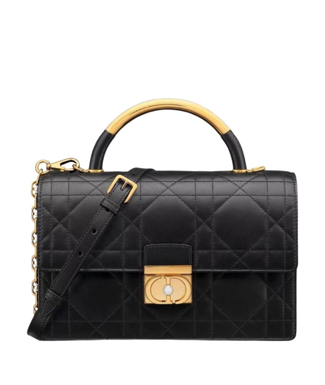CHRISTIAN DIOR Черная кожаная сумка с короткими ручками, фото 1