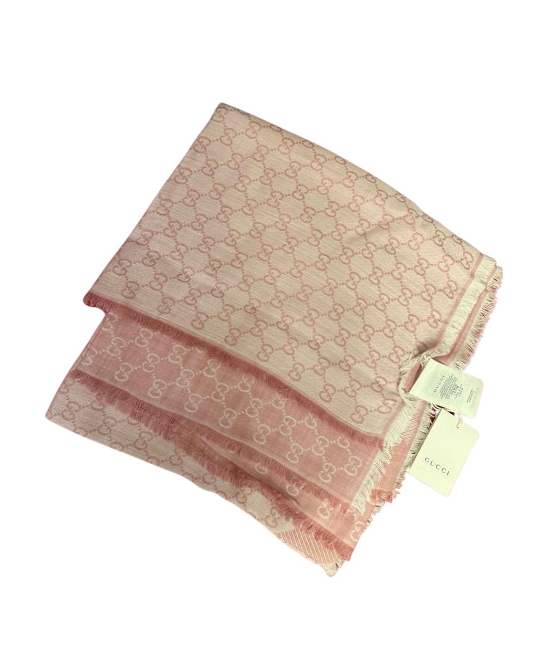 GUCCI Розовый шерстяной шарф, фото 1