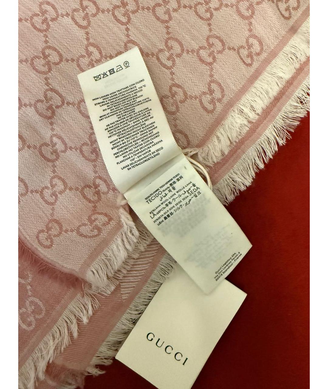 GUCCI Розовый шерстяной шарф, фото 2