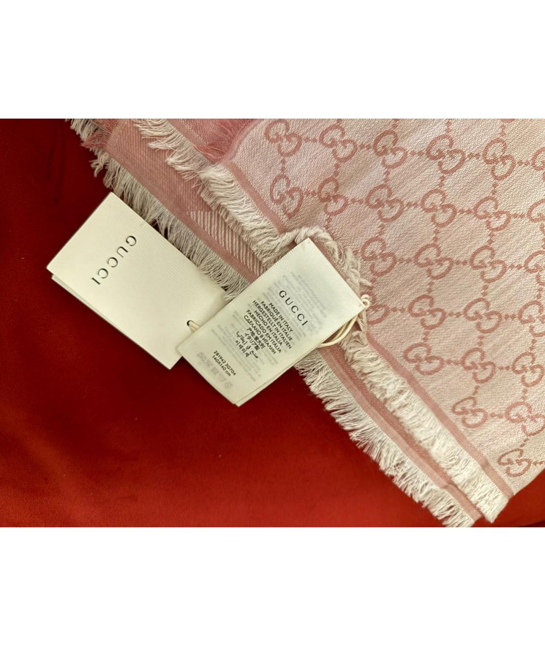 GUCCI Розовый шерстяной шарф, фото 3