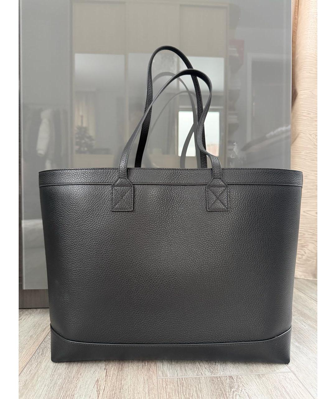 BURBERRY Черная кожаная сумка с короткими ручками, фото 3