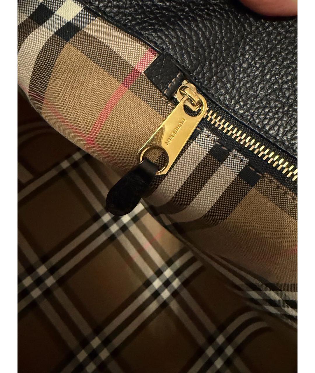 BURBERRY Черная кожаная сумка с короткими ручками, фото 7