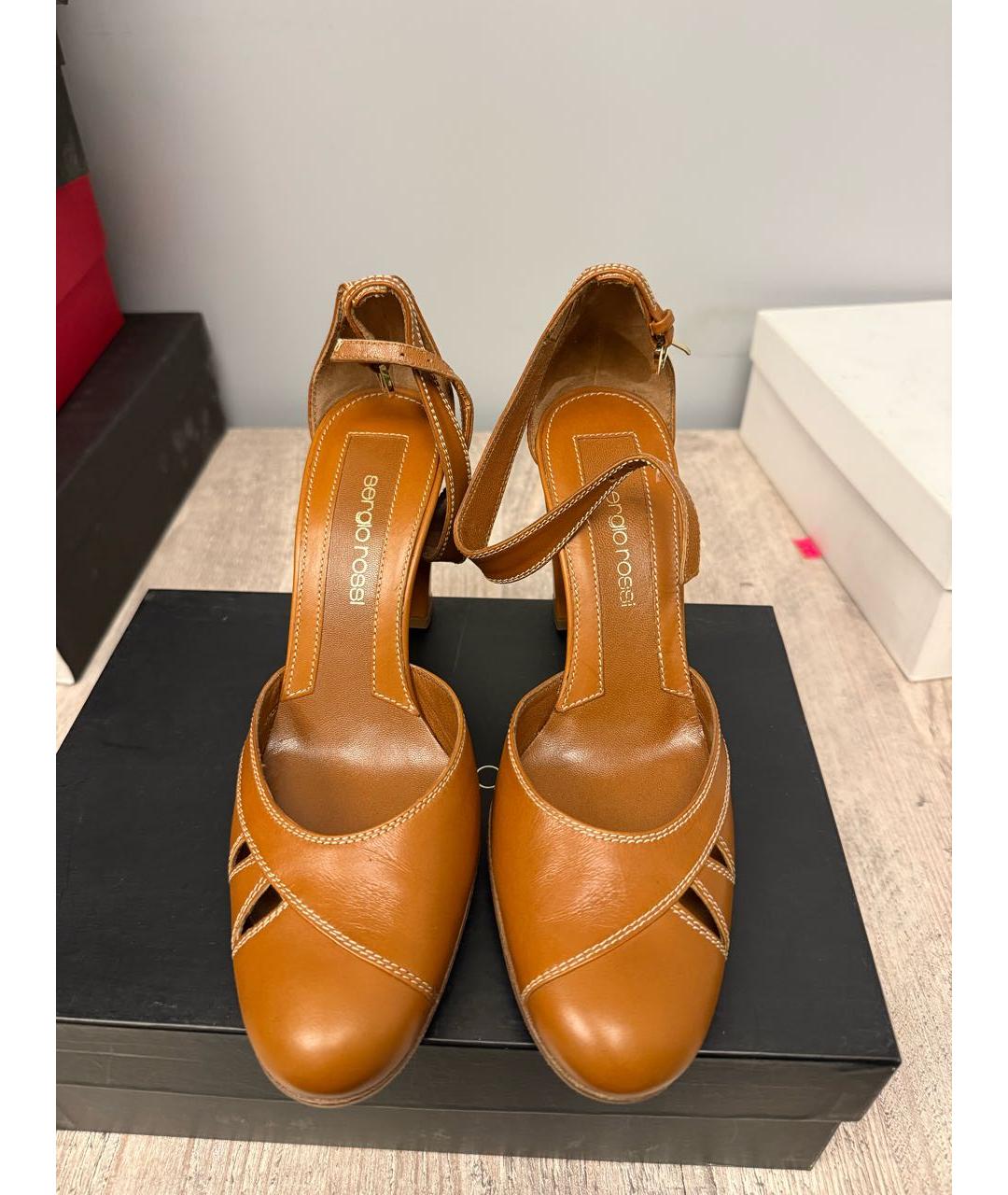 SERGIO ROSSI Коричневые кожаные туфли, фото 2