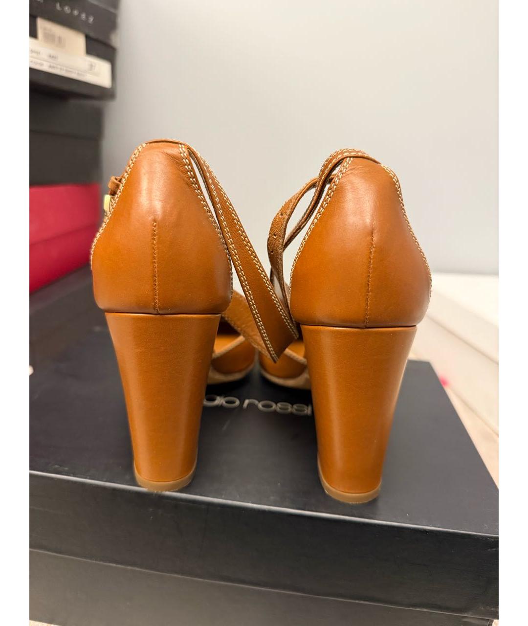 SERGIO ROSSI Коричневые кожаные туфли, фото 4