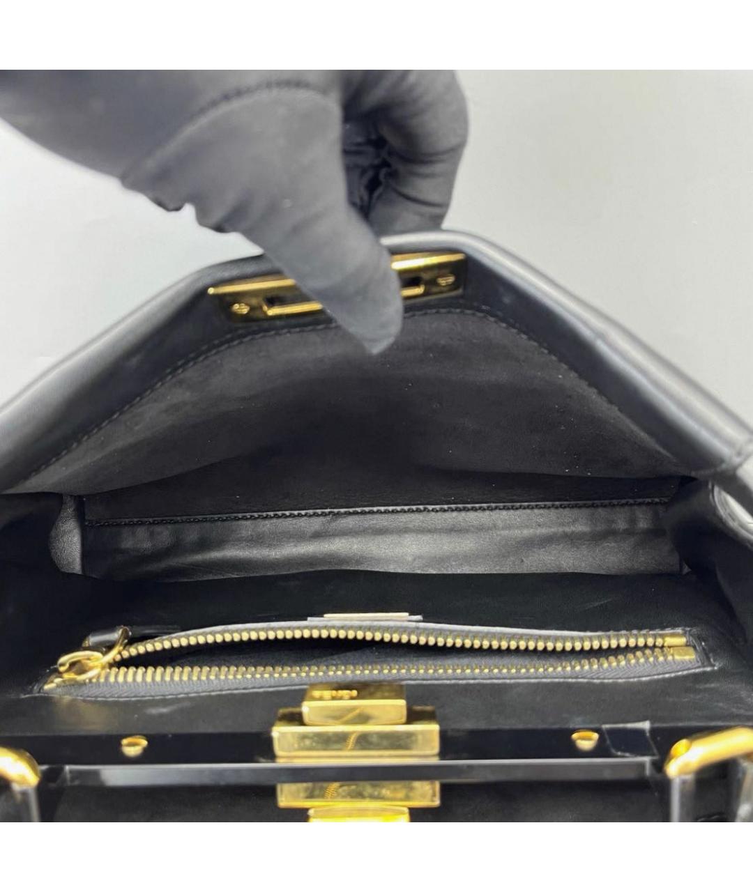 FENDI Черная кожаная сумка через плечо, фото 5