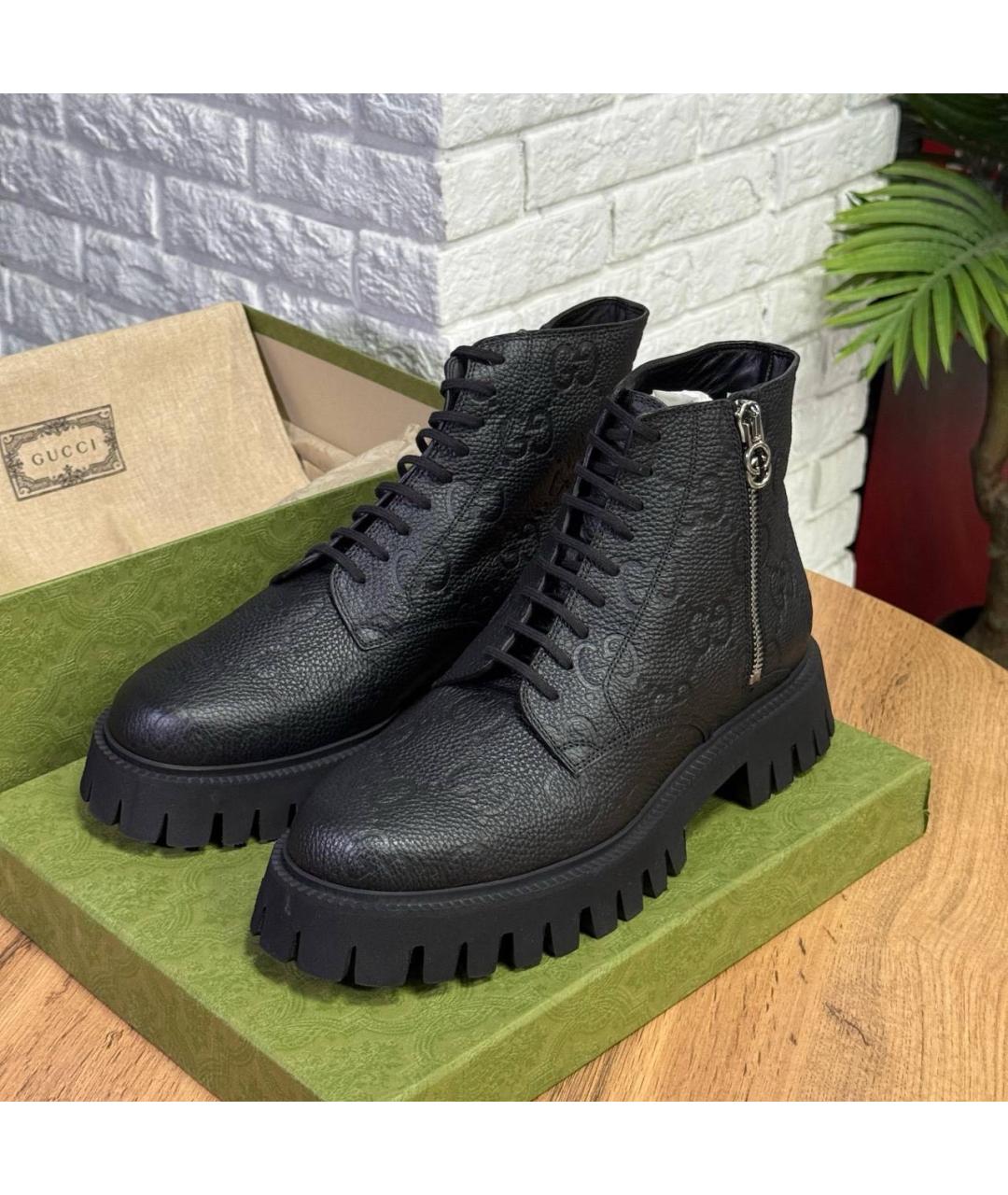 GUCCI Черные кожаные высокие ботинки, фото 2