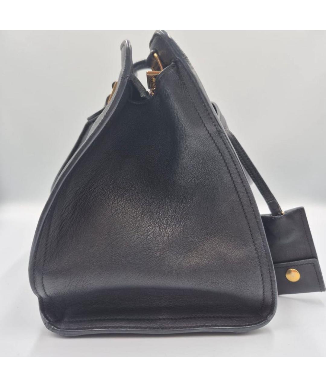 SAINT LAURENT Черная кожаная сумка с короткими ручками, фото 2