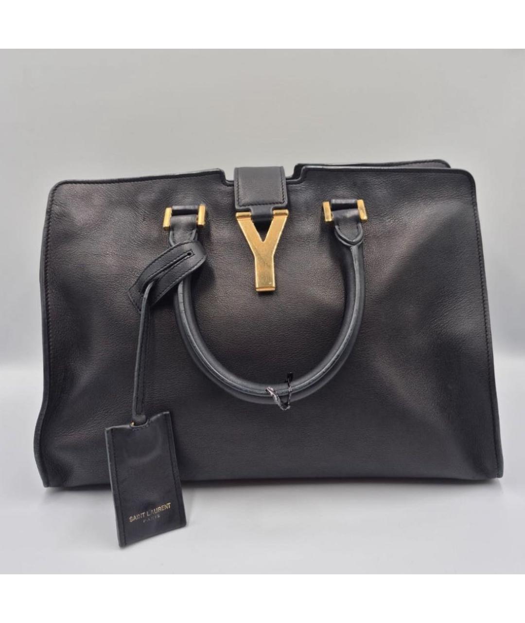 SAINT LAURENT Черная кожаная сумка с короткими ручками, фото 5