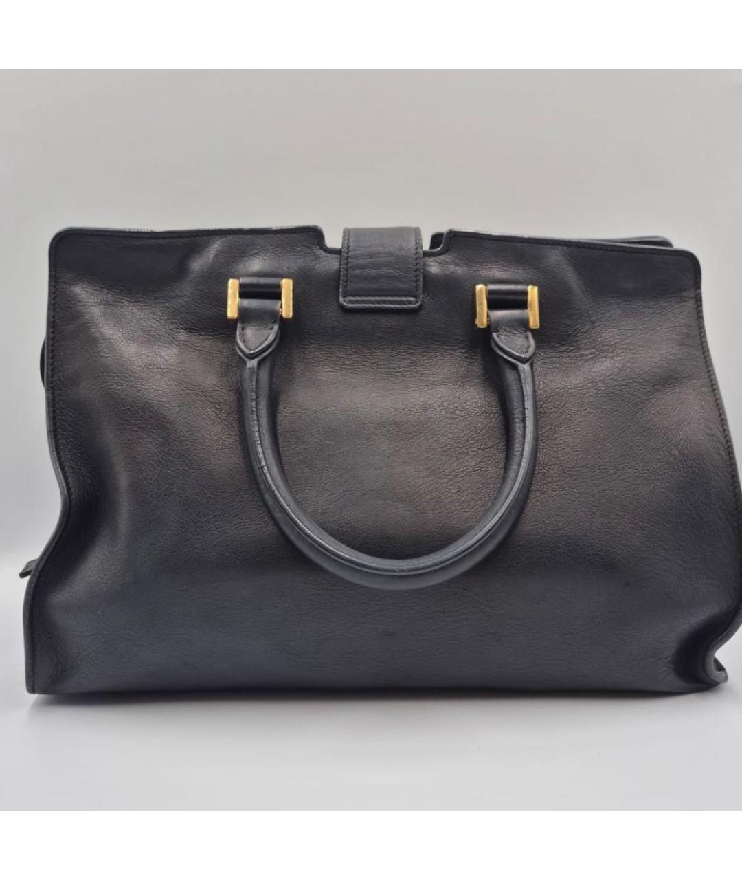 SAINT LAURENT Черная кожаная сумка с короткими ручками, фото 3