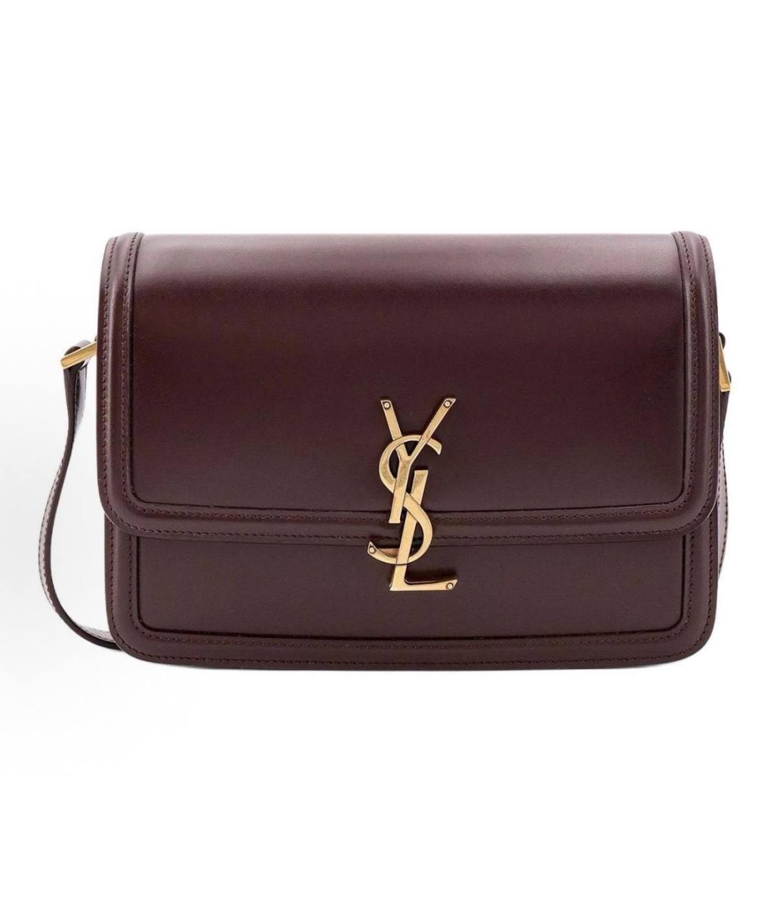 SAINT LAURENT Бордовая кожаная сумка через плечо, фото 4