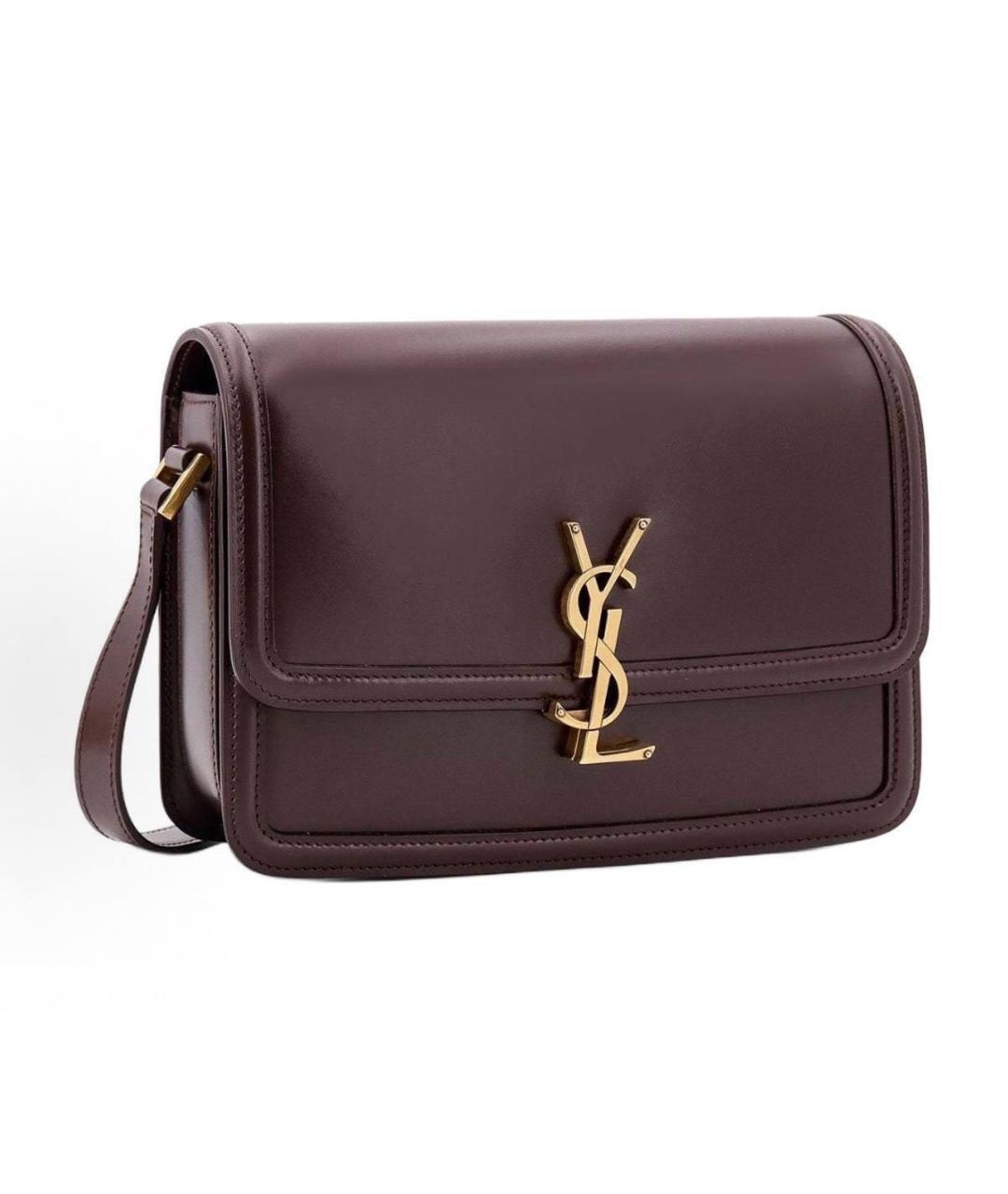 SAINT LAURENT Бордовая кожаная сумка через плечо, фото 3