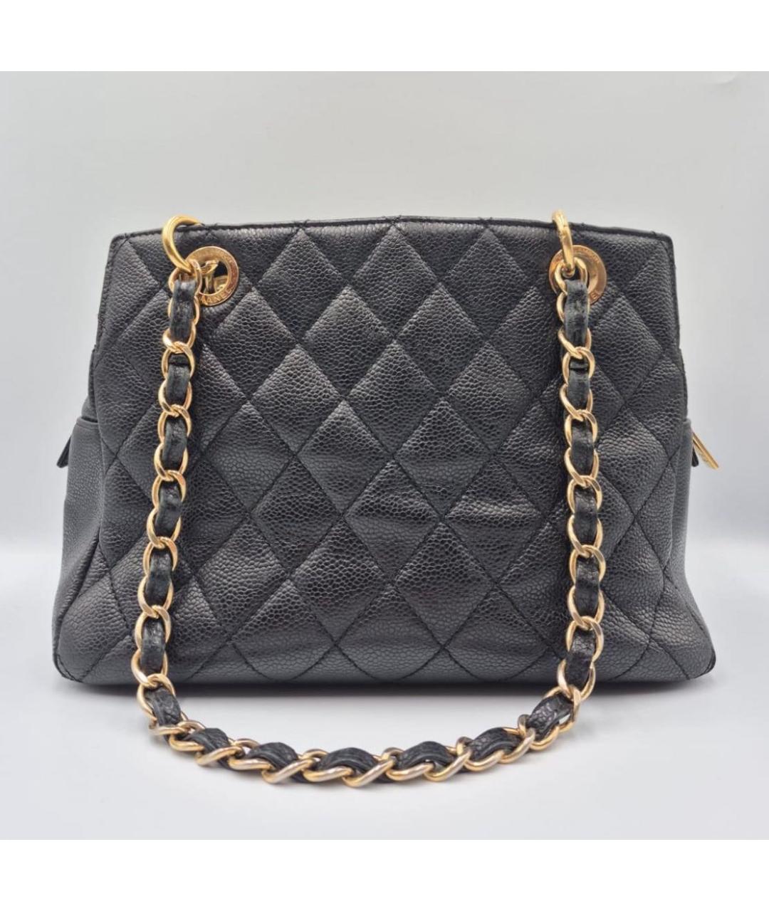 CHANEL Черная кожаная сумка с короткими ручками, фото 3