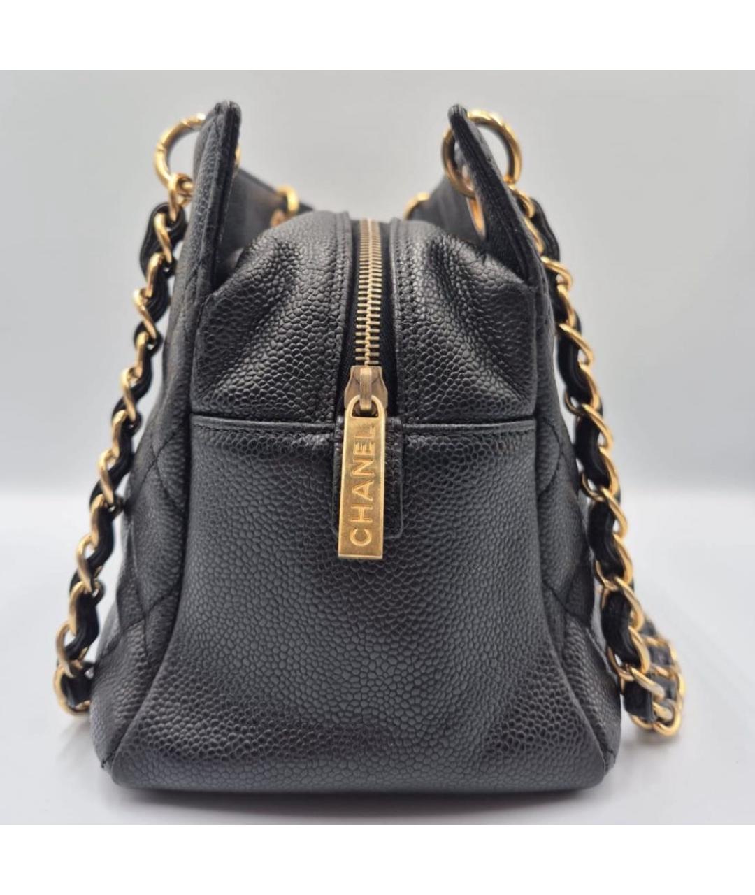 CHANEL Черная кожаная сумка с короткими ручками, фото 2