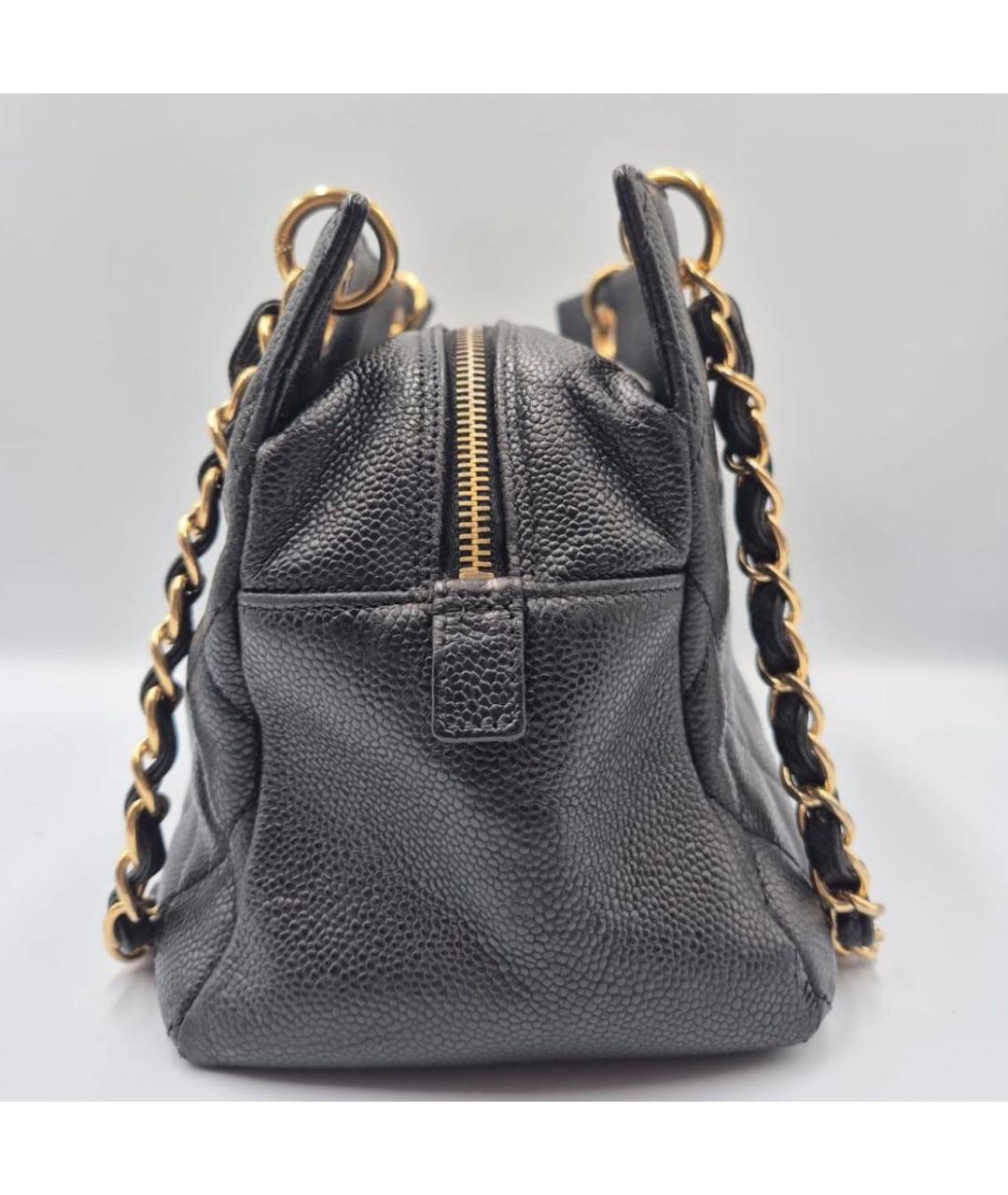 CHANEL Черная кожаная сумка с короткими ручками, фото 4