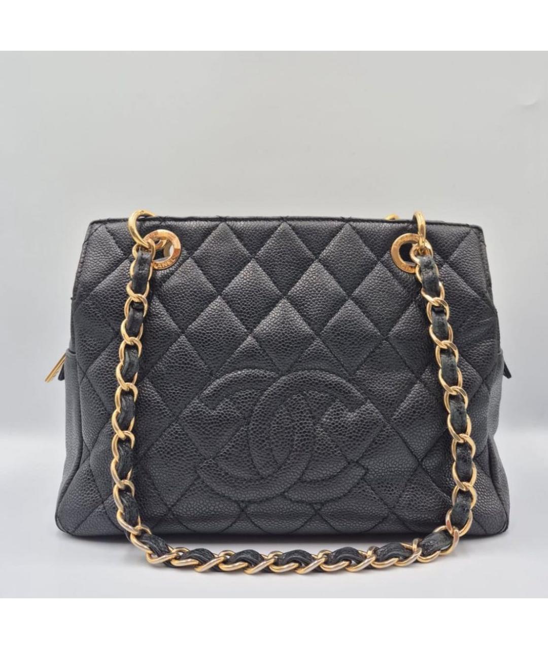 CHANEL Черная кожаная сумка с короткими ручками, фото 5