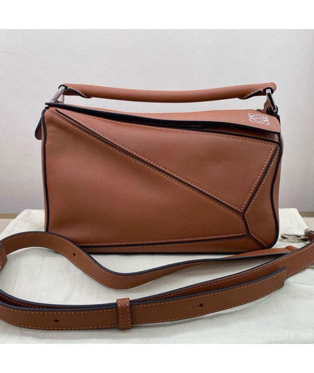 LOEWE Коричневая кожаная сумка через плечо, фото 2