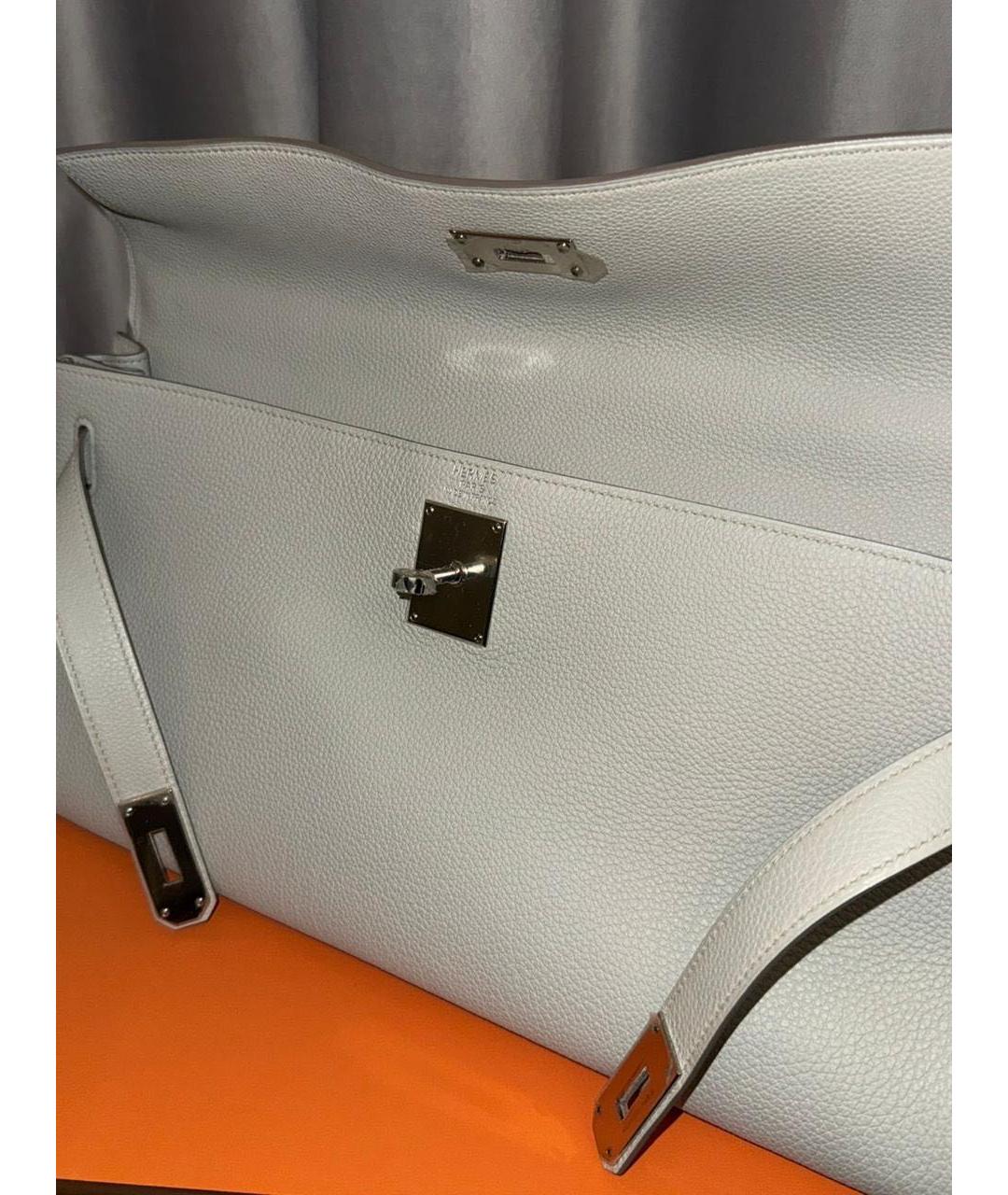 HERMES Серая кожаная сумка с короткими ручками, фото 2