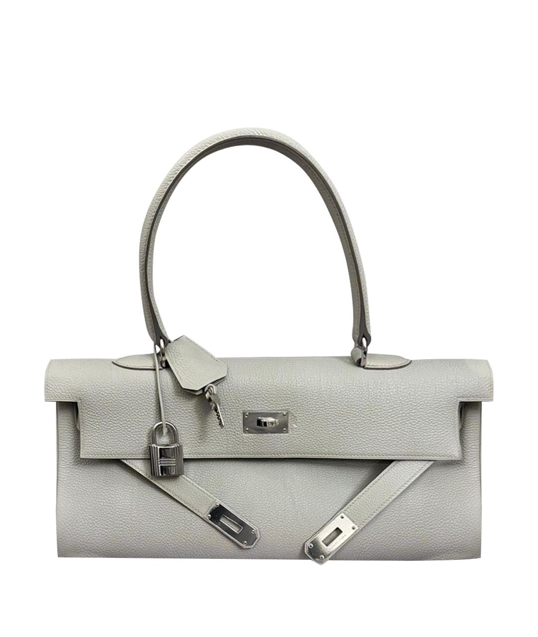 HERMES Серая кожаная сумка с короткими ручками, фото 1