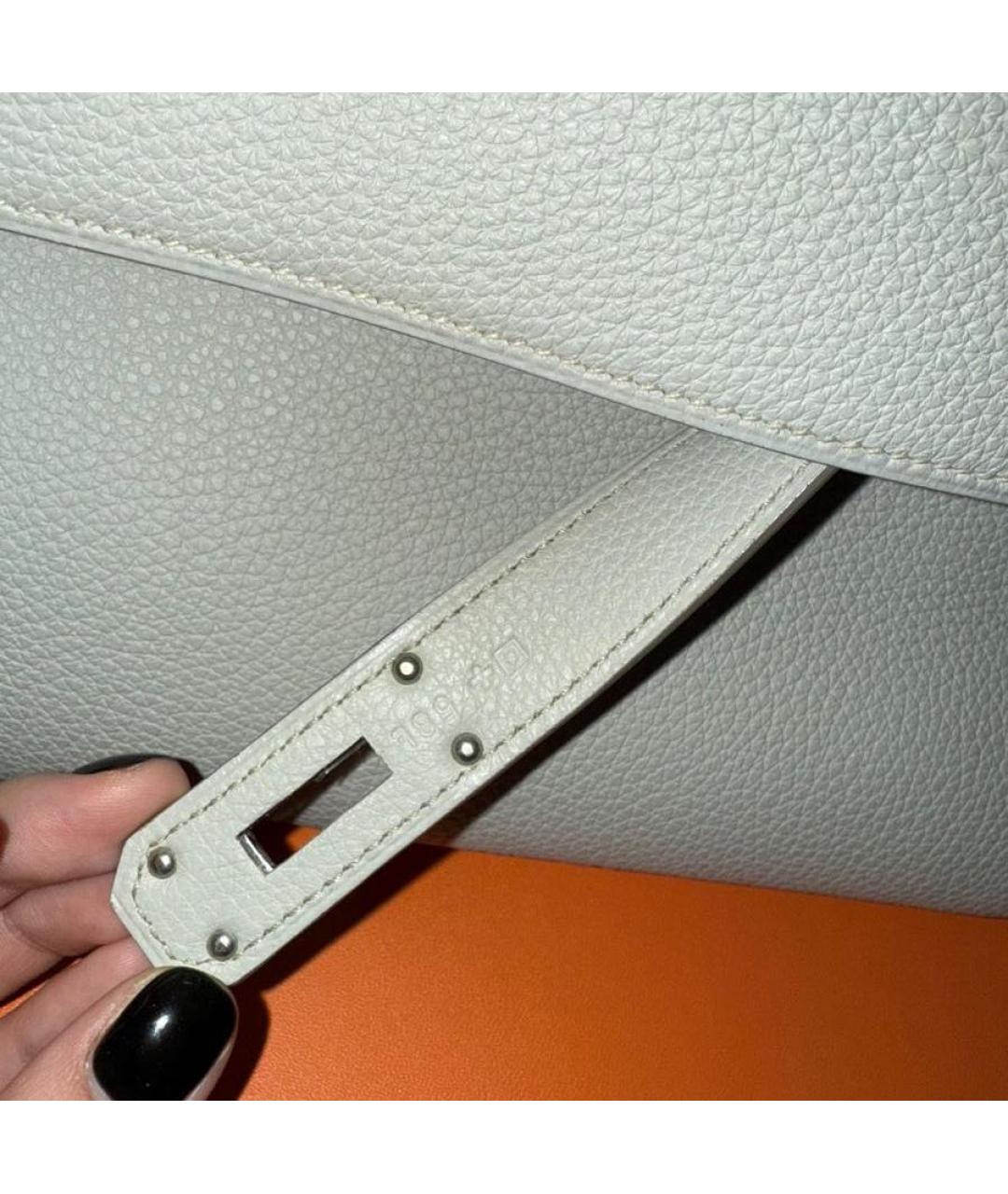 HERMES Серая кожаная сумка с короткими ручками, фото 3