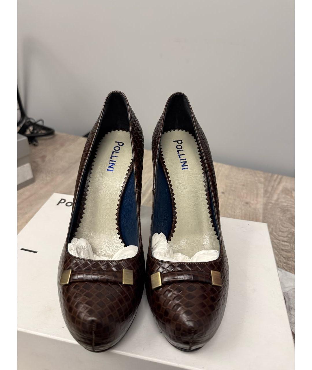 POLLINI Коричневые кожаные туфли, фото 2