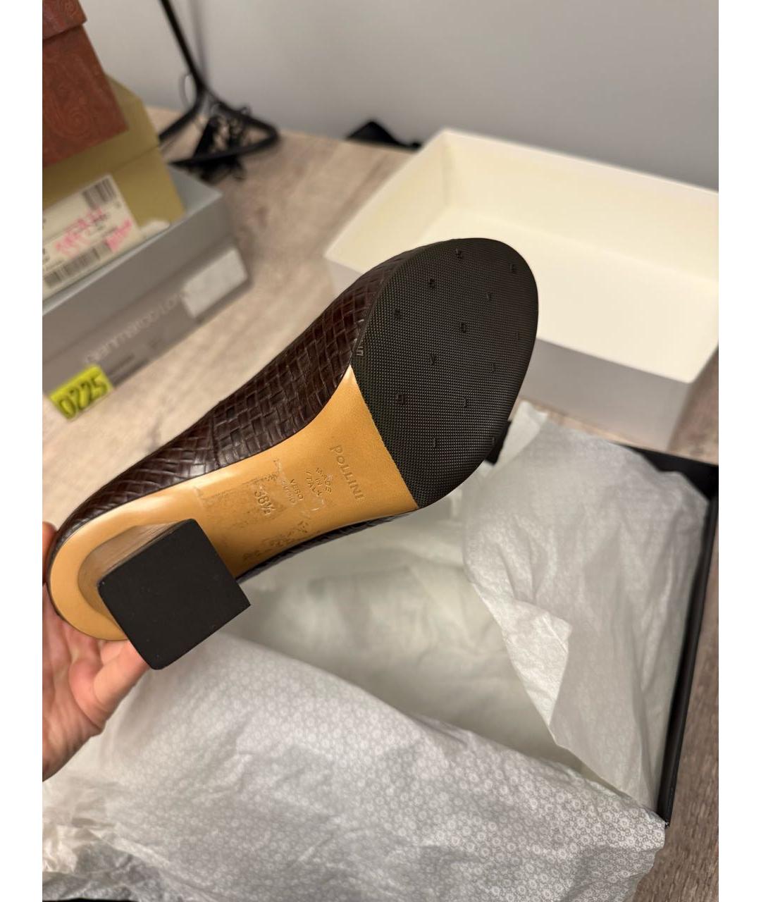 POLLINI Коричневые кожаные туфли, фото 5