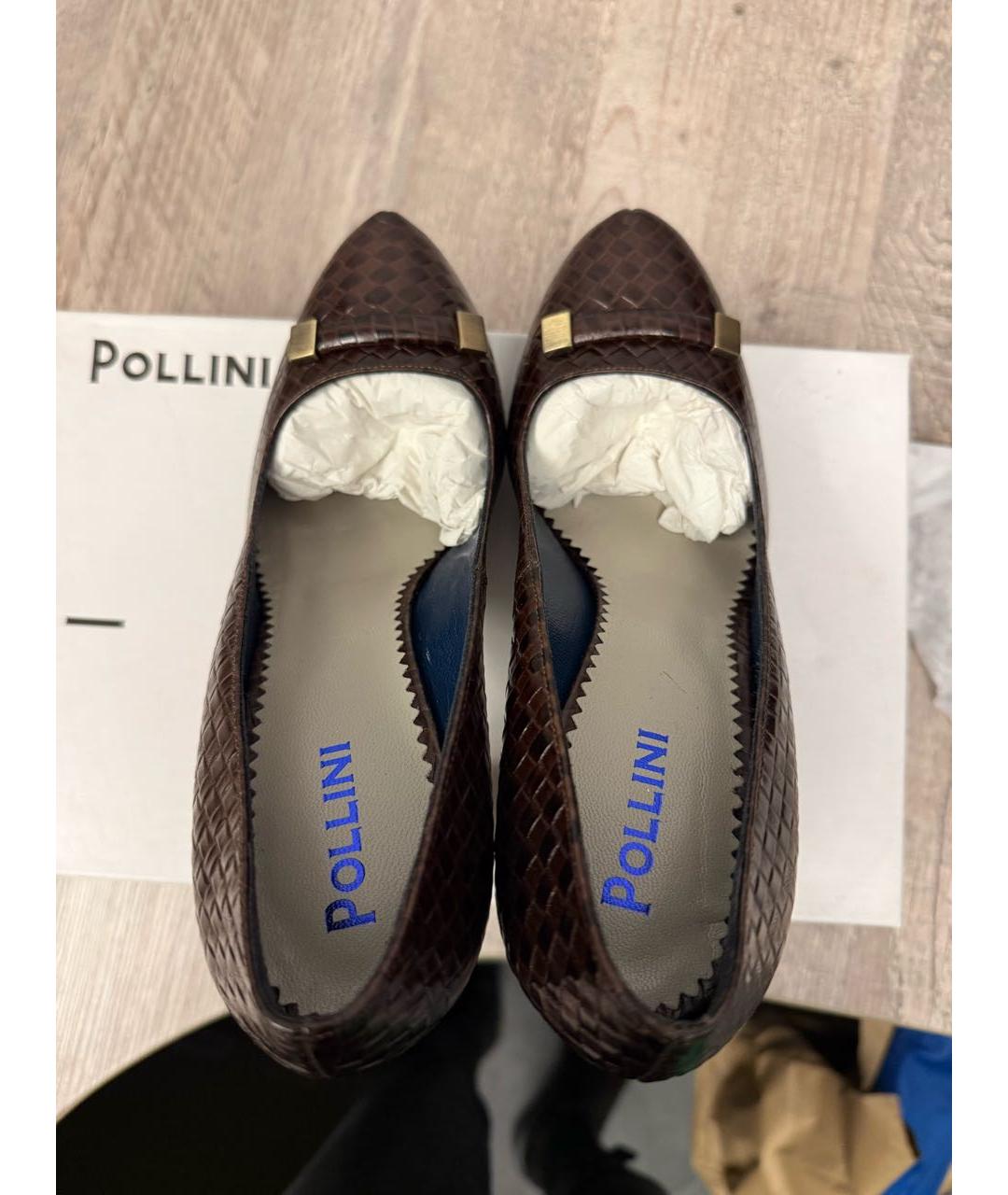 POLLINI Коричневые кожаные туфли, фото 3