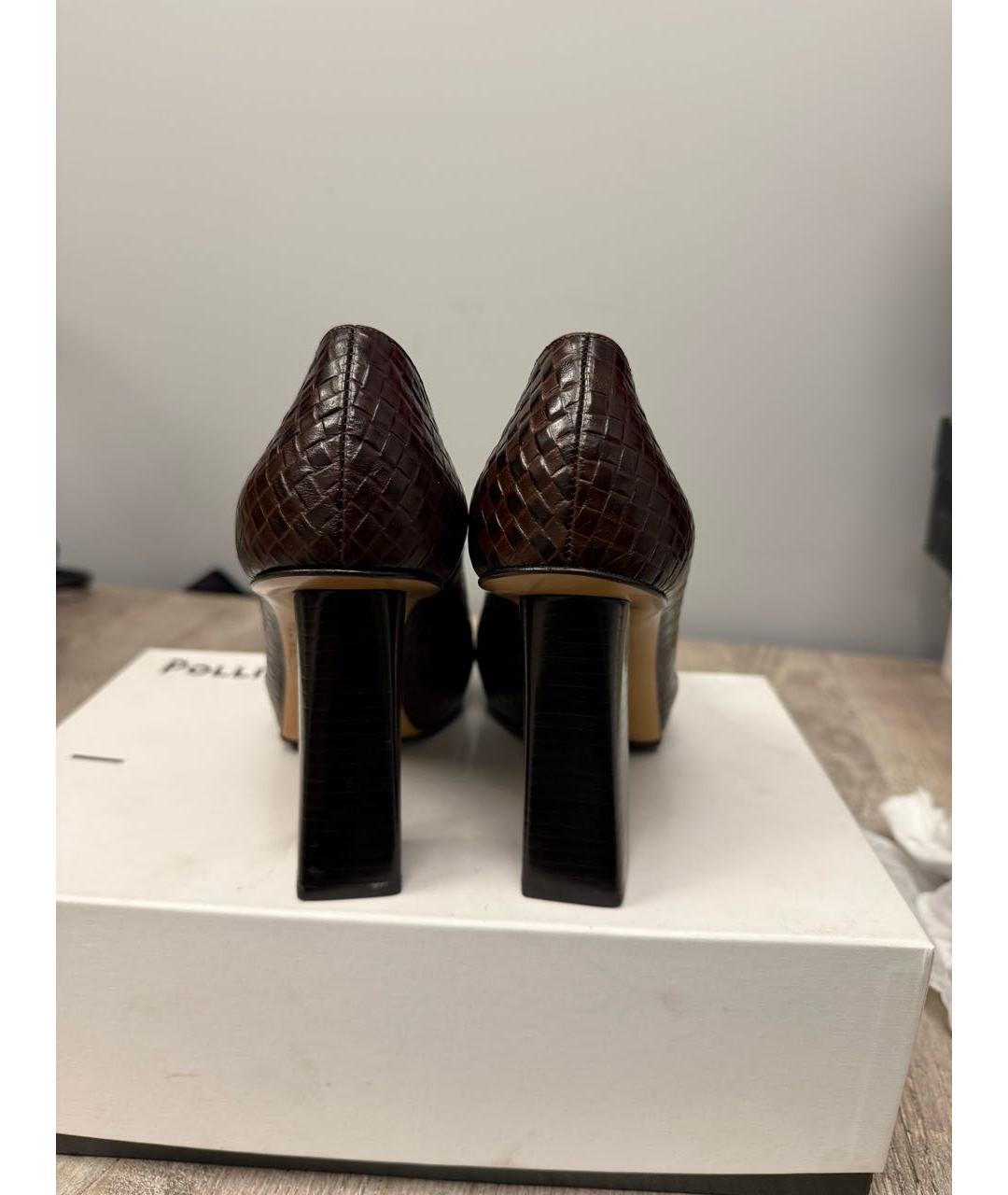 POLLINI Коричневые кожаные туфли, фото 4